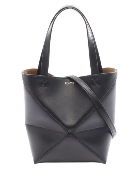 Loewe Pre-Owned 2010-2026 Mini Calfskin Puzzle Fold Tote satchel Black ZSXUZB423QQ7WGUY