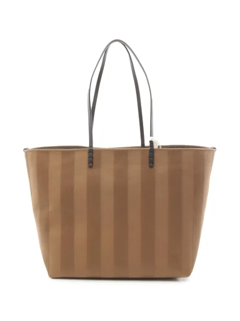 Fendi Pre-Owned 2010-2026 Large Zucca Canvas Pequin Striped Reversible Roll tote bag Neutrals MW63MTXD0I5JFSM2