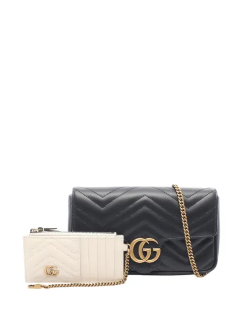 Gucci Pre-Owned 2016-2026 Small GG Marmont Matelasse Calfskin shoulder bag Black 49QTV0GA2GFGJEHO