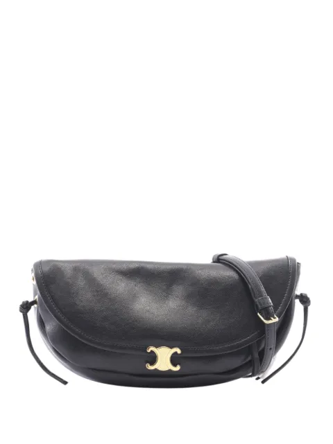 Celine Pre-Owned 2010-2026 Leather Triomphe Little Half Moon Soft Bag crossbody bag Black 0ZDFD0FNVA7QX38T