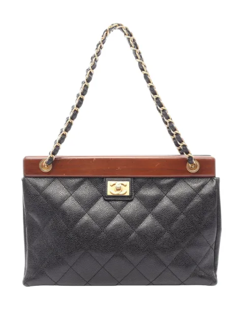 CHANEL Pre-Owned 2003-2004 Quilted Caviar Wood Chain shoulder bag Black EXC490LOM4D41JTP