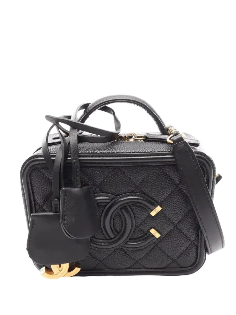 CHANEL Pre-Owned 2018-2019 Small Caviar CC Filigree Vanity Case satchel Black L0I0VC53SZVFWDTQ