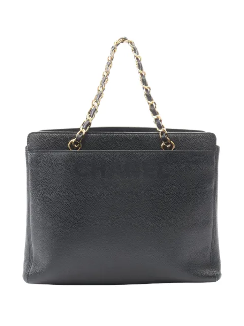 CHANEL Pre-Owned 1997-1999 Caviar Logo Chain tote bag Blue N4D71AD7F9Z8FMHA
