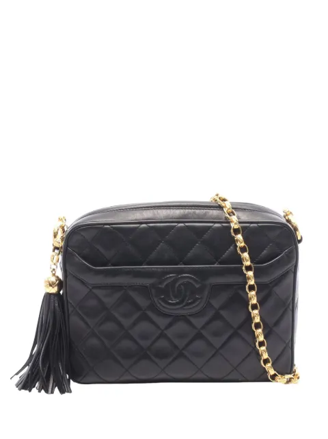 CHANEL Pre-Owned 1991-1994 Medium CC Quilted Lambskin Tassel Camera Bag crossbody bag Black 2G24F5VGRTW7266F