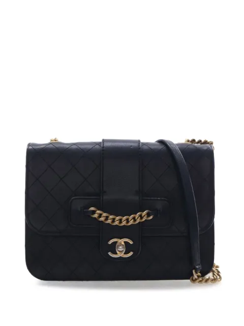 CHANEL Pre-Owned 2017-2018 Large Quilted Sheepskin Front Chain Flap crossbody bag Black GHNQX7MHFGHJFRT8
