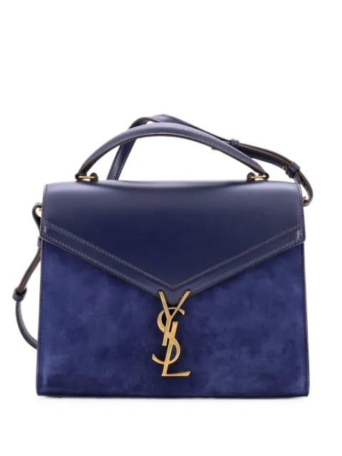 Saint Laurent Pre-Owned Cassandra Top Handle Bag Leather and Suede Medium shoulder bag Blue IGMCVQFM1W8OVSW6