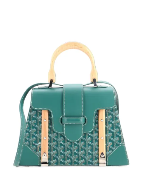 Goyard Pre-Owned Saigon Top Handle Bag Coated Canvas with Leather PM satchel Green JKNV0I7OU0SMR0LF