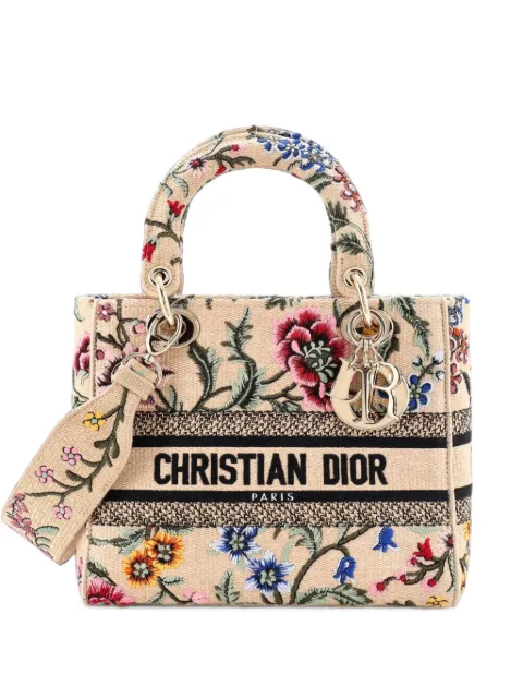 Christian Dior Pre-Owned Lady D-Lite Bag Embroidered Raffia Medium satchel Neutrals IEZXTJ3B2WKHSRW1