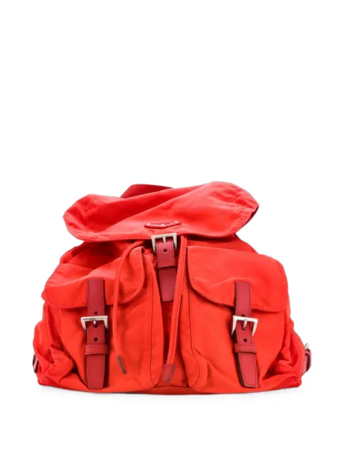 Prada Pre-Owned Double Pocket Buckle Tessuto Medium backpack Red RJE33HDJXNC4DAO4