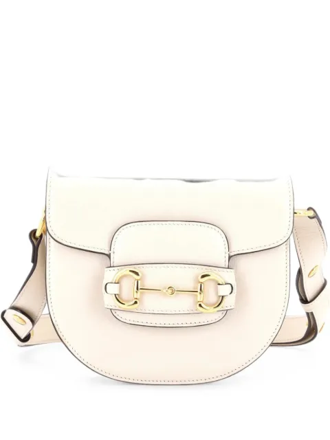 Gucci Pre-Owned Horsebit 1955 Rounded Shoulder Bag Leather Mini crossbody bag White I7QTOGWB48SPCOXC
