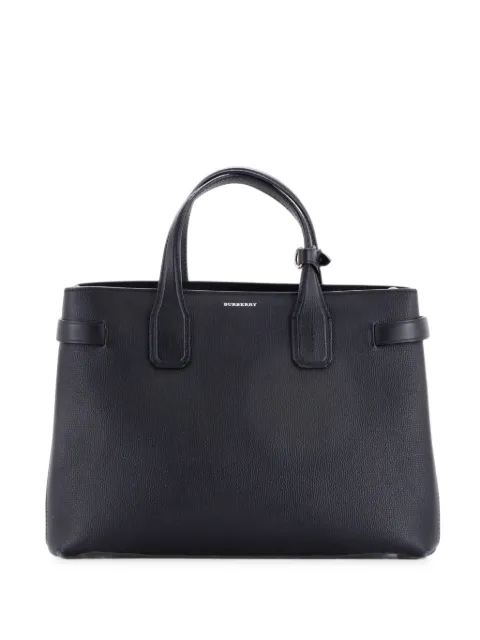 Burberry Pre-Owned Banner NM Leather with Vintage Check Canvas Medium tote bag Black RFB6NYNKU45A5EFD