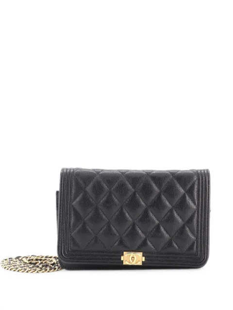CHANEL Pre-Owned Boy Wallet on Chain Quilted Caviar crossbody bag Black RI9UFLZX2PJ99OYX