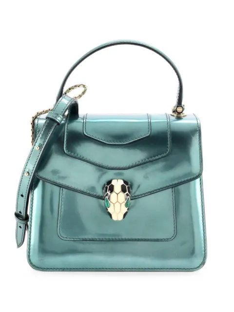 Bvlgari Pre-Owned Serpenti Top Handle Bag Patent Small satchel Green Q4BNRTUIRH83I3UO