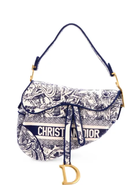 Christian Dior Pre-Owned Saddle Bag Logo Embroidered Canvas Medium shoulder bag Blue G1CEHLHF27RE5QXK