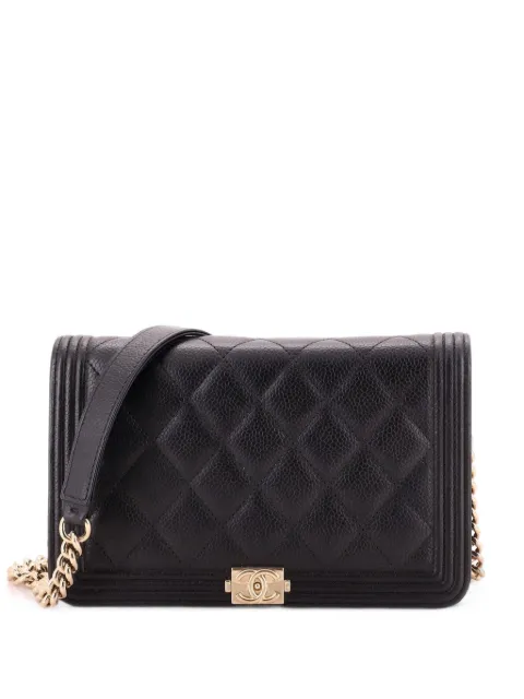 CHANEL Pre-Owned Boy Wallet on Chain Quilted Caviar crossbody bag Black QQ00WPXSP2VAH5XH