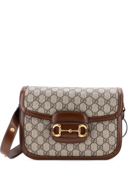 Gucci Pre-Owned Horsebit 1955 Shoulder Bag GG Coated Canvas with Leather Small crossbody bag Brown OPLIC12LJMXD9XN3