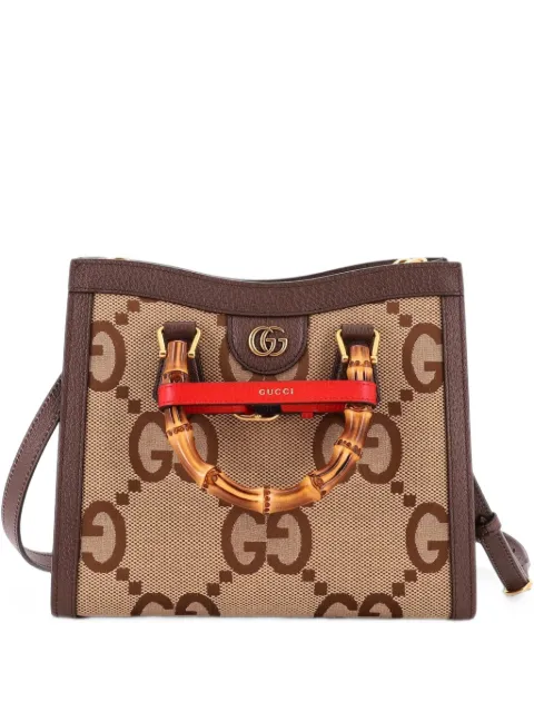 Gucci Pre-Owned Diana NM Bamboo Handle Jumbo GG Canvas Small tote bag Brown FDHJFRDV6R04VURJ