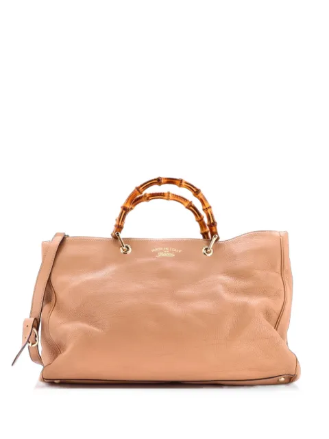 Gucci Pre-Owned Bamboo Shopper Leather Large tote bag Neutrals YFPINJMN70PTITWM