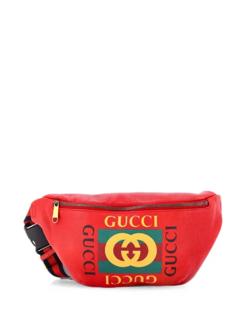 Gucci Pre-Owned Logo Printed Leather Medium belt bag Red Z96JQIJEIKG1F9Q8