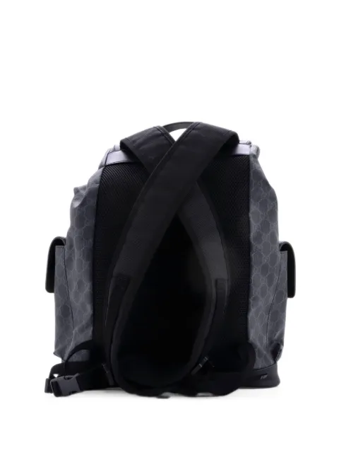 Gucci Pre-Owned Double Pocket Buckle GG Coated Canvas Large backpack Black LZTCMK06P3QLV1SE