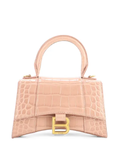 Balenciaga Pre-Owned Hourglass Top Handle Bag Crocodile Embossed Leather XS satchel Neutrals YHL4OMPH3SPUDRQ8