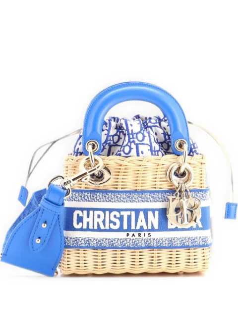 Christian Dior Pre-Owned Lady Dior Bag Wicker and Oblique Canvas Mini tote bag Blue YKHNXGXKU2P1JZRX