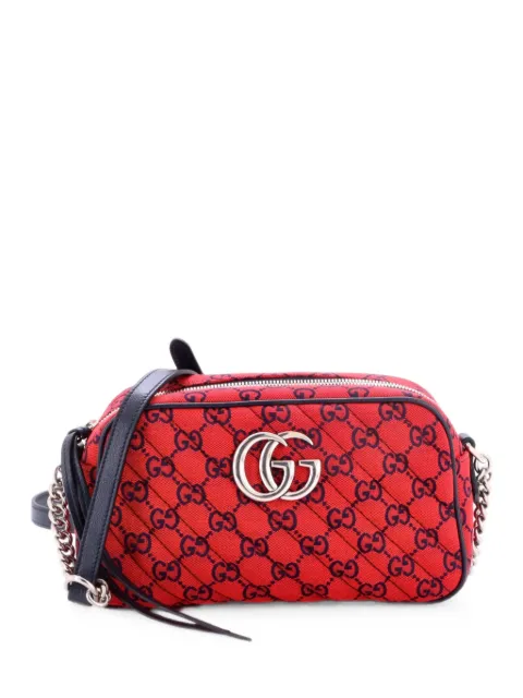 Gucci Pre-Owned GG Marmont Shoulder Bag Diagonal Quilted GG Canvas with Leather Small crossbody bag Red CVNSLCX9WK6BKM0S