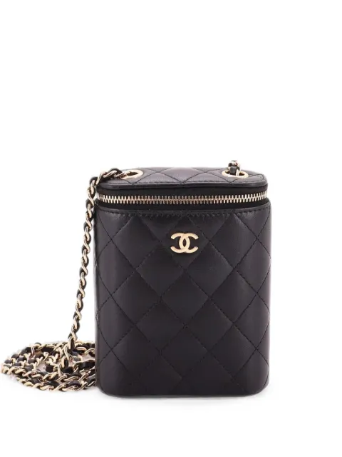 CHANEL Pre-Owned Vertical Classic Vanity Case with Chain Quilted Lambskin Small clutch bag Black XJ9G21BJQ85I17ZQ