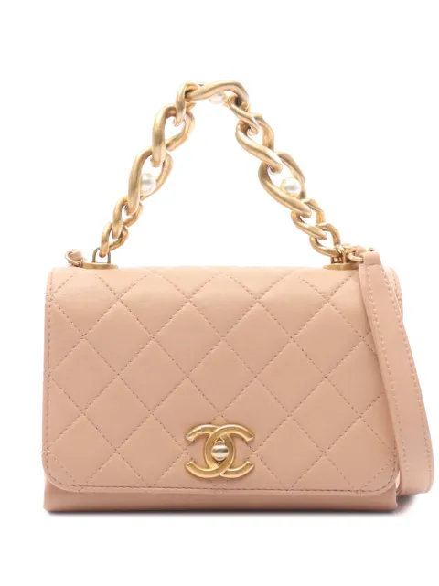 CHANEL Pre-Owned 2021-2026 Quilted Calfskin Pearl Jewel Chain Flap satchel Neutrals VD3EUOCX62S85VOP