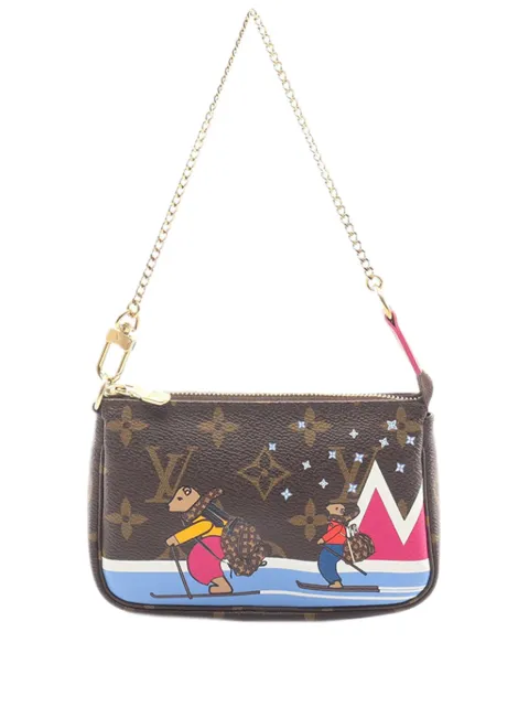 Louis Vuitton Pre-Owned 2018 Monogram Christmas Animation Bears on Skis Mini Pochette Accessoires handbag Brown J0W3KHT630B8U1XJ