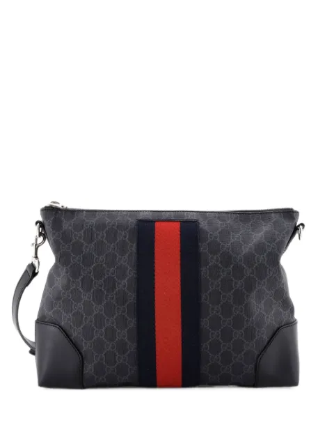 Gucci Pre-Owned Web Zip Flat Messenger GG Coated Canvas Medium crossbody bag Black I87V2GH1E4Z85NJW