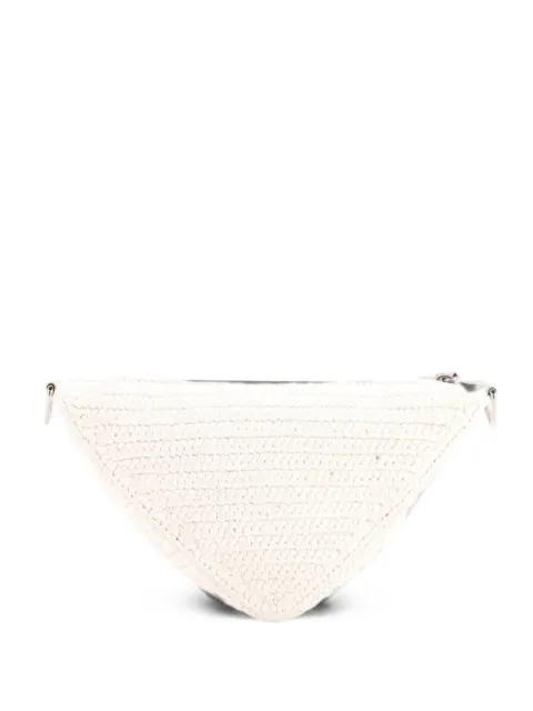 Prada Pre-Owned Triangle Logo Zip Crochet Raffia Small crossbody bag White O9DQ84NYGWN4UAKW