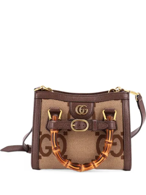 Gucci Pre-Owned Diana NM Bamboo Handle Tote Jumbo GG Canvas Mini shoulder bag Brown ODVQMKNCIATUAP8H