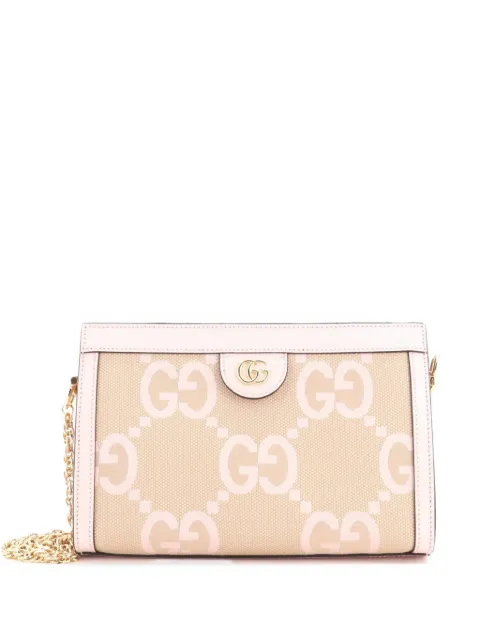 Gucci Pre-Owned Ophidia Chain Jumbo GG Canvas with Leather Small shoulder bag Pink OSV0T1V13PPF8RGA