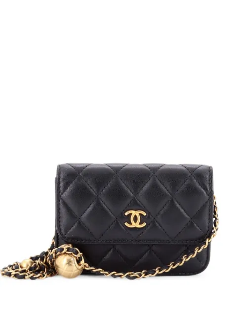 CHANEL Pre-Owned Pearl Crush Flap Clutch with Chain Quilted Lambskin Mini crossbody bag Black OUBBUMR6WDAGKBTA