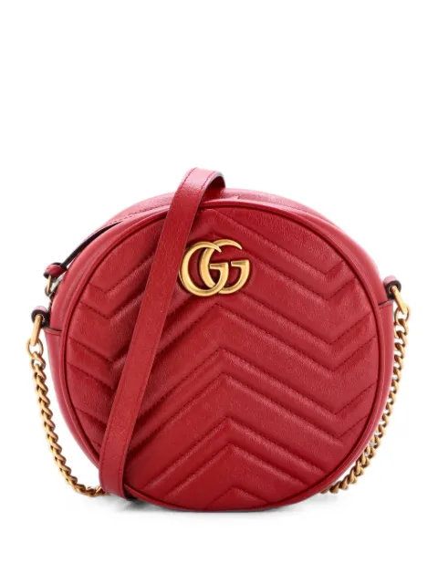 Gucci Pre-Owned GG Marmont Round Shoulder Bag Matelasse Leather Mini crossbody bag Red OWT4ZEHWG5OGTP74