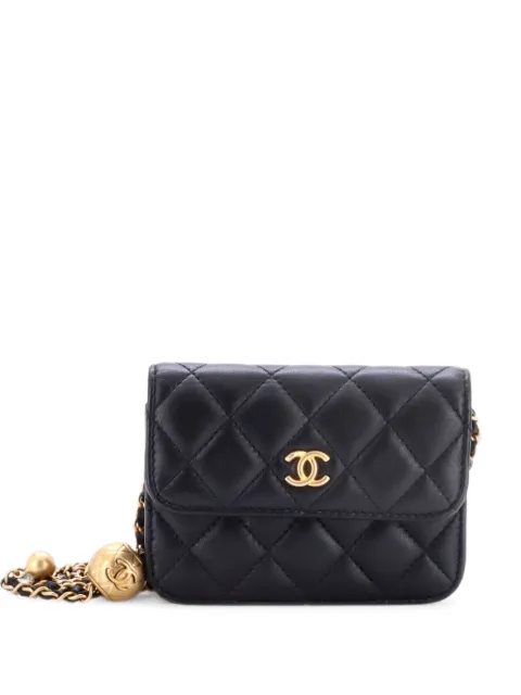 CHANEL Pre-Owned Pearl Crush Flap Clutch with Chain Quilted Lambskin Mini crossbody bag Black F9J0X0TAZ0D47RMU