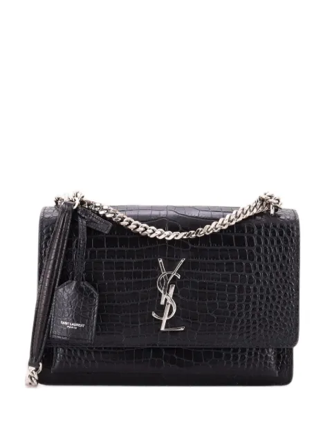 Saint Laurent Pre-Owned Sunset Crocodile Embossed Leather Medium crossbody bag Black MPJ3VP2UMUM2VF0Z