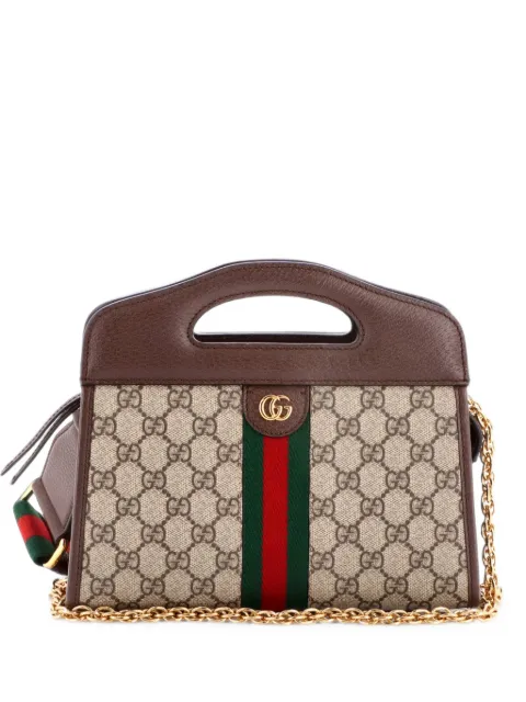 Gucci Pre-Owned Ophidia Cut Out Handle Bag GG Coated Canvas with Leather Small shoulder bag Brown DI5V5JQ8S7CHX3E7