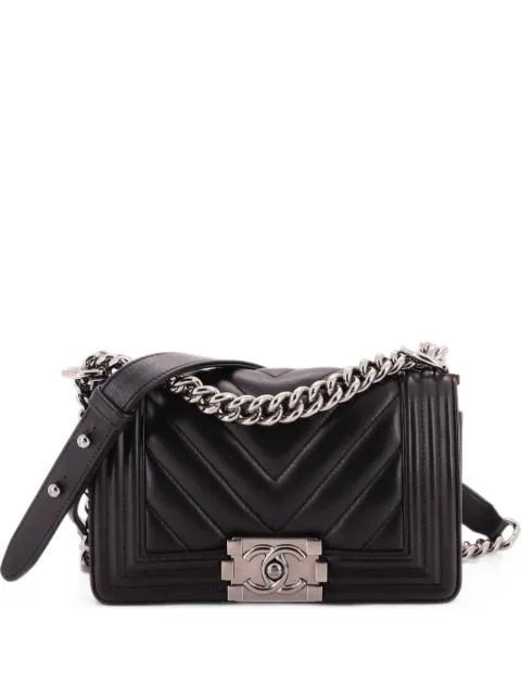 CHANEL Pre-Owned Boy Flap Bag Chevron Lambskin Small shoulder bag Black D772A8DNCBRKSAXG
