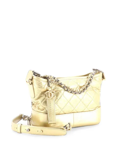 CHANEL Pre-Owned Gabrielle Quilted Metallic Aged Calfskin Small hobo bag Gold Y8UX7KPWJ1L9IX9Y