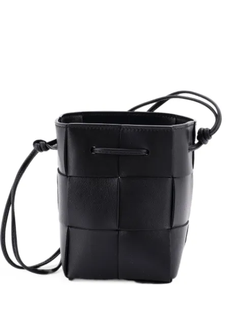 Bottega Veneta Pre-Owned Cassette Maxi Intrecciato Leather Mini bucket bag Black XUMA3Z57GSJAZG9T