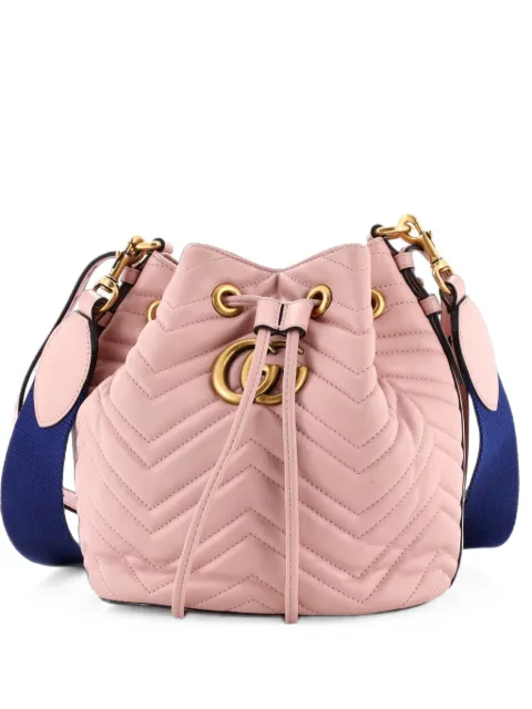 Gucci Pre-Owned GG Marmont Matelasse Leather Small bucket bag Pink XUUI43X0Y9IQC544