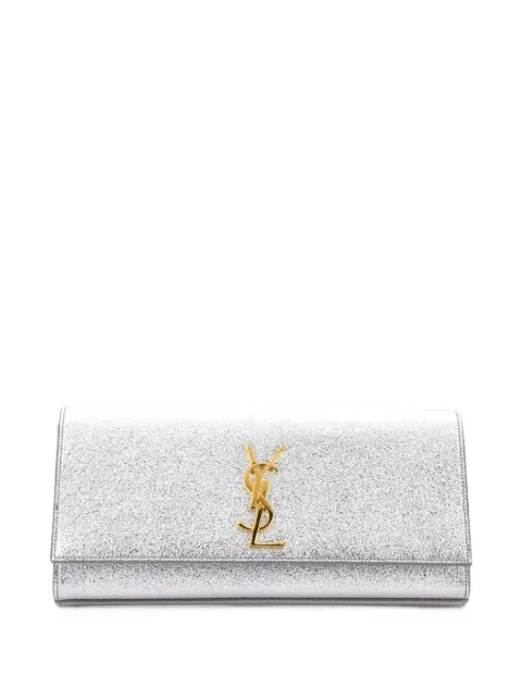 Saint Laurent Pre-Owned Classic Monogram Metallic Calfskin Long clutch bag Silver KHRZCGT2970HD1JB