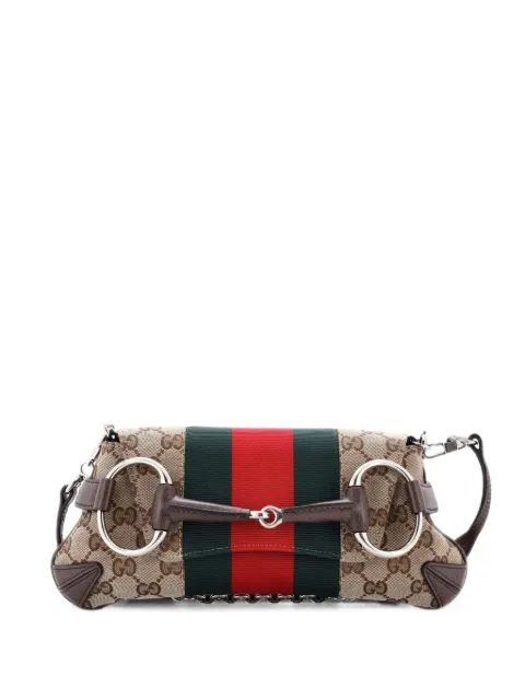 Gucci Pre-Owned Horsebit NM Web Chain Clutch GG Canvas Small shoulder bag Brown 77FR4BMYWHRHA450