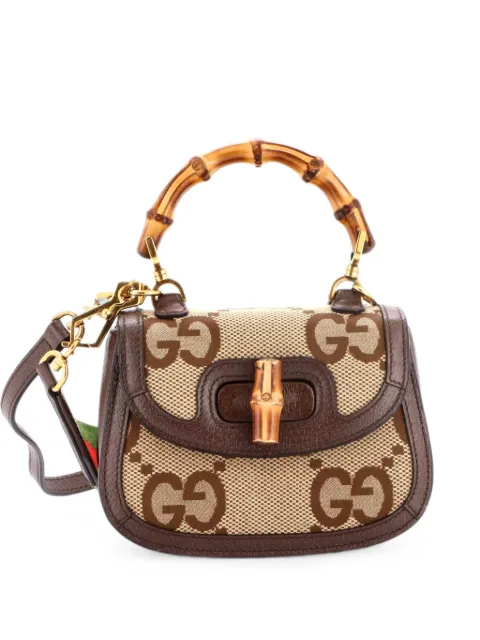 Gucci Pre-Owned Bamboo 1947 Top Handle Bag Jumbo GG Canvas Mini crossbody bag Brown 81CSPH4KRDOK9L2K
