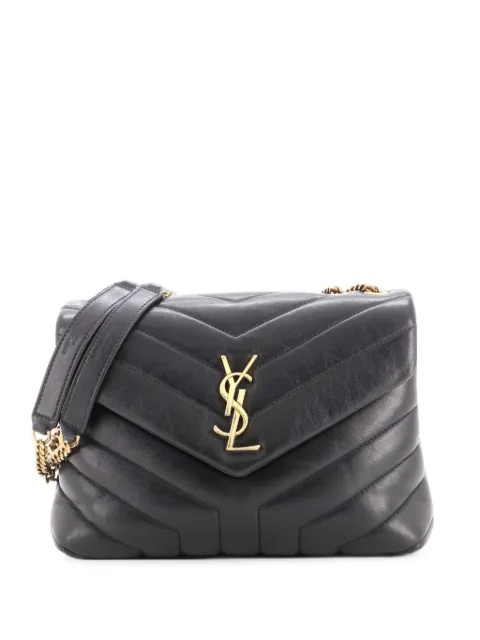 Saint Laurent Pre-Owned Loulou Matelasse Chevron Leather Small shoulder bag Black 409V064O0KYRYJSX