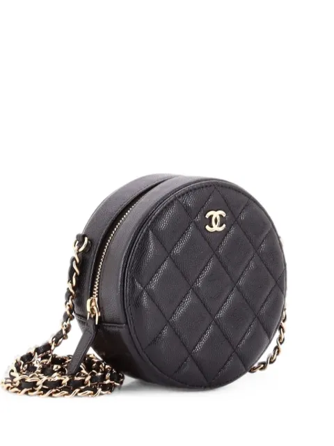 CHANEL Pre-Owned Round Clutch with Chain Quilted Caviar Mini crossbody bag Black XNW28HT8X41L5S08