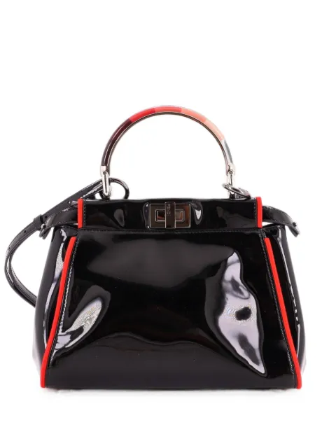 Fendi Pre-Owned Resin Handle Peekaboo Bag Patent Mini shoulder bag Black VC69P6L96NY49FFV