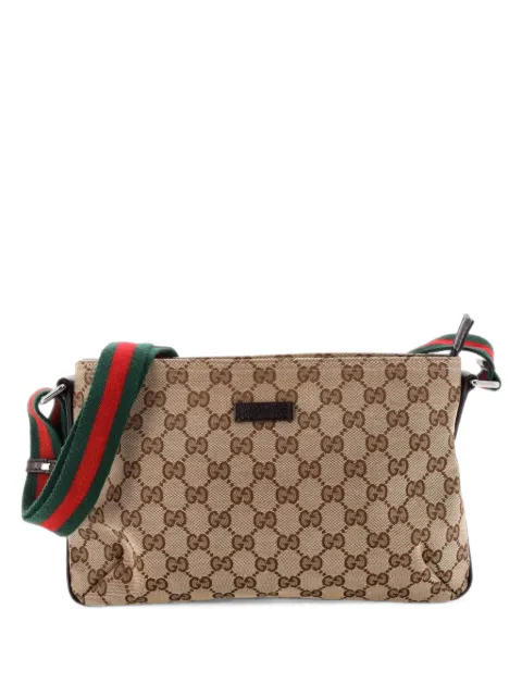 Gucci Pre-Owned Web Strap Messenger Bag GG Canvas Small crossbody bag Brown VMGBSKQP7R4VD8EP